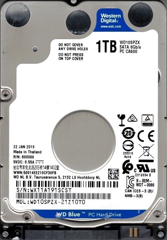 Western Digital Blue Disque Dur (HDD) 2.5" 1 To Série ATA III