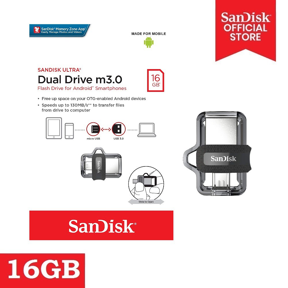 Sandisk Ultra Dual Drive m3.0 Cle usb 16Gb (OTG Android)