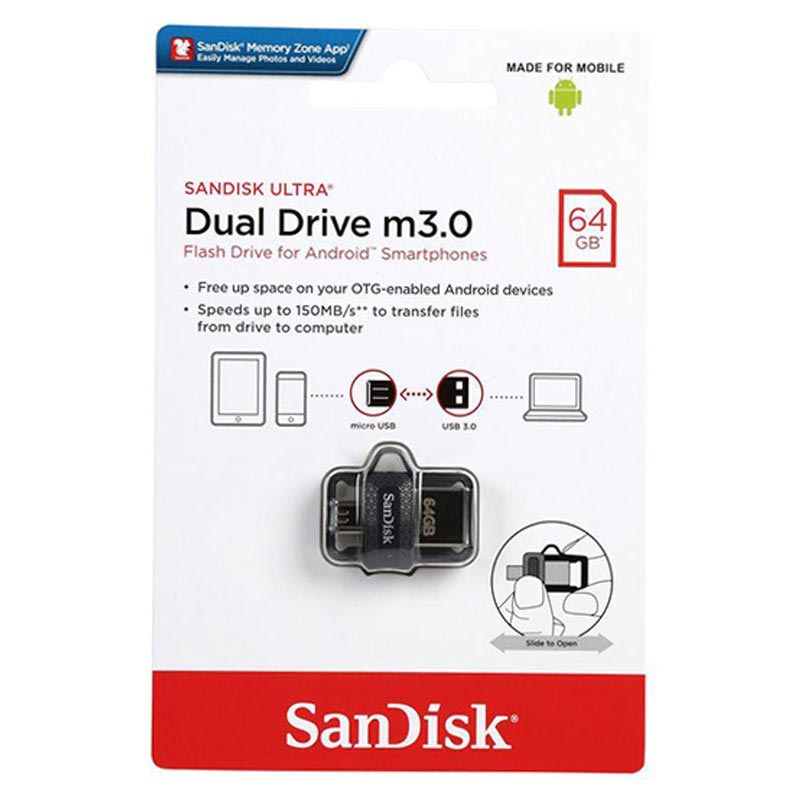 Sandisk Ultra Dual Drive m3.0 Cle usb 64Gb (OTG Android)
