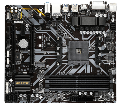 Gigabyte GA-B450M-DS3H V2 (AM4) (D) AMD B450 Emplacement AM4 micro ATX