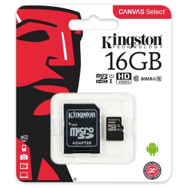 Kingston Carte Memoire CANVAS SELECT Plus 16GB 80mb/s