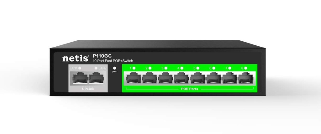 Netis Switch POE P 110GH (10Port avec 8 Ports POE 2*Gigabit Uplink)