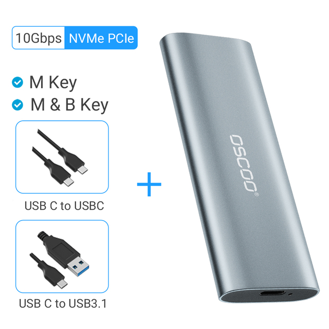 OSCOO Rack M.2 NVMe SSD Enclosure Adapter USB C
