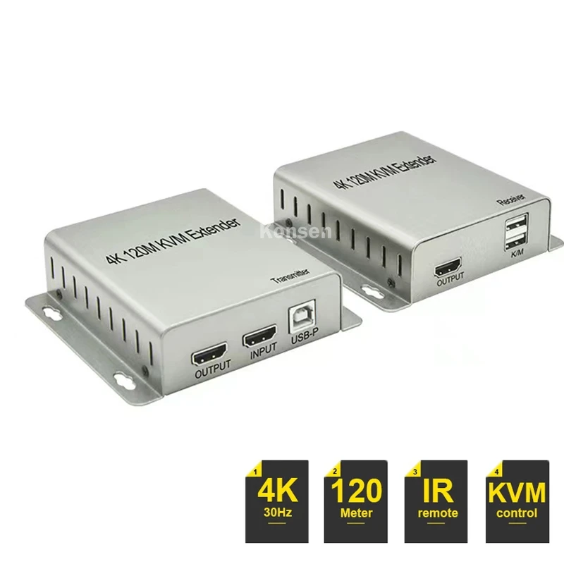 Câble d'extension KVM HDMI vers Rj45, 4K, 120M /6 RJ45, 1080P, 60M, transmetteur USB, souris et clavier pris en charge