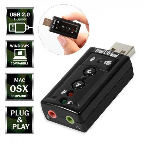 Carte son externe USB - Sound Card 7.1 Channel 3D Virtual