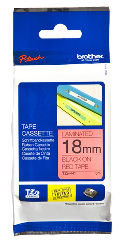 Brother TZ441 Ruban pour étiqueteuse (Noir , Rouge) 18mm Compatible With PT Serie (E500/E550/E300/E110)