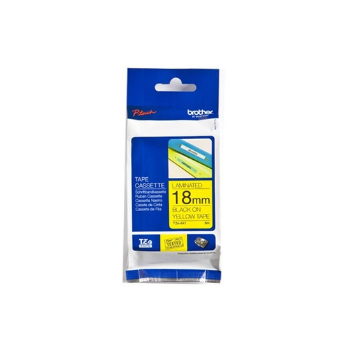 Brother TZ641 Ruban pour étiqueteuse (Noir Sur Jaune) 18mm Compatible With PT Serie (E500/E550/E300/E110) TZ641