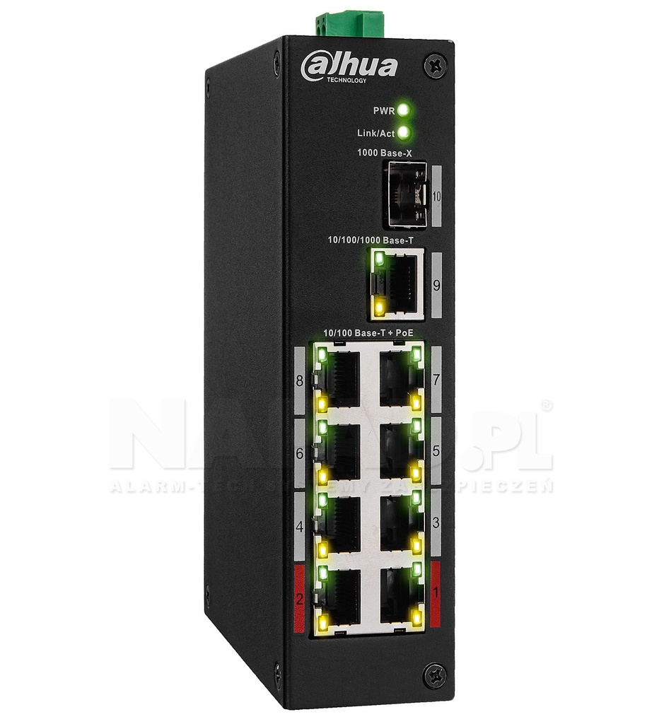 Dahua Switch PoE 10 Port (8 Poe) PFS3110-8ET-96 Non-géré Fast Ethernet (10/100) Connexion Ethernet, Noir