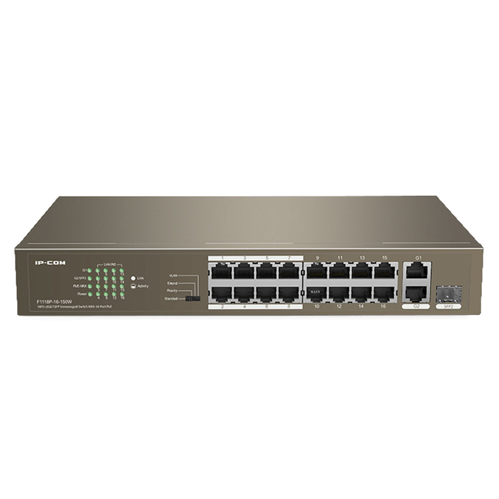 Ip-Com POE Switch F1118P-16-150W 16FE+2GE/1SFP Unmanaged Switch With 16-Port PoE